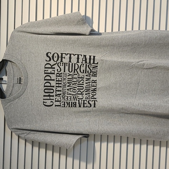 Motorcycle Chopper Bike T-SHIRT NWT Black letters Gray shirt S to XL - Picture 3 of 3